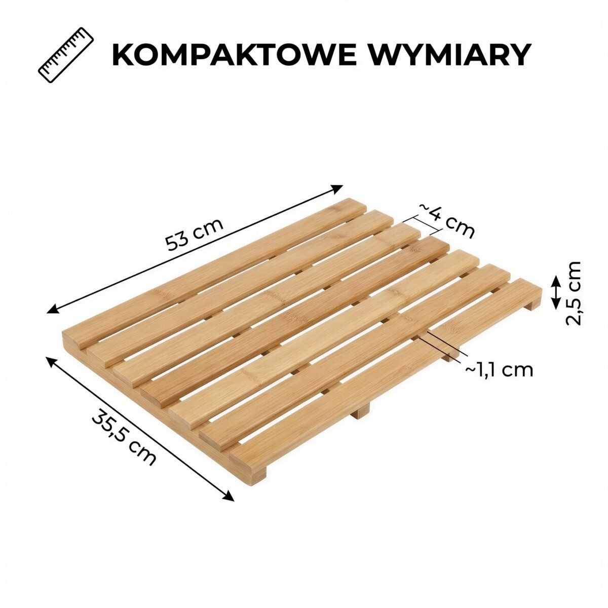 BAMBUSOWA MATA ŁAZIENKOWA 53×35,5 CM ANTYPOŚLIZGOWA DO ŁAZIENKI SAUNY, zdjęcie 10