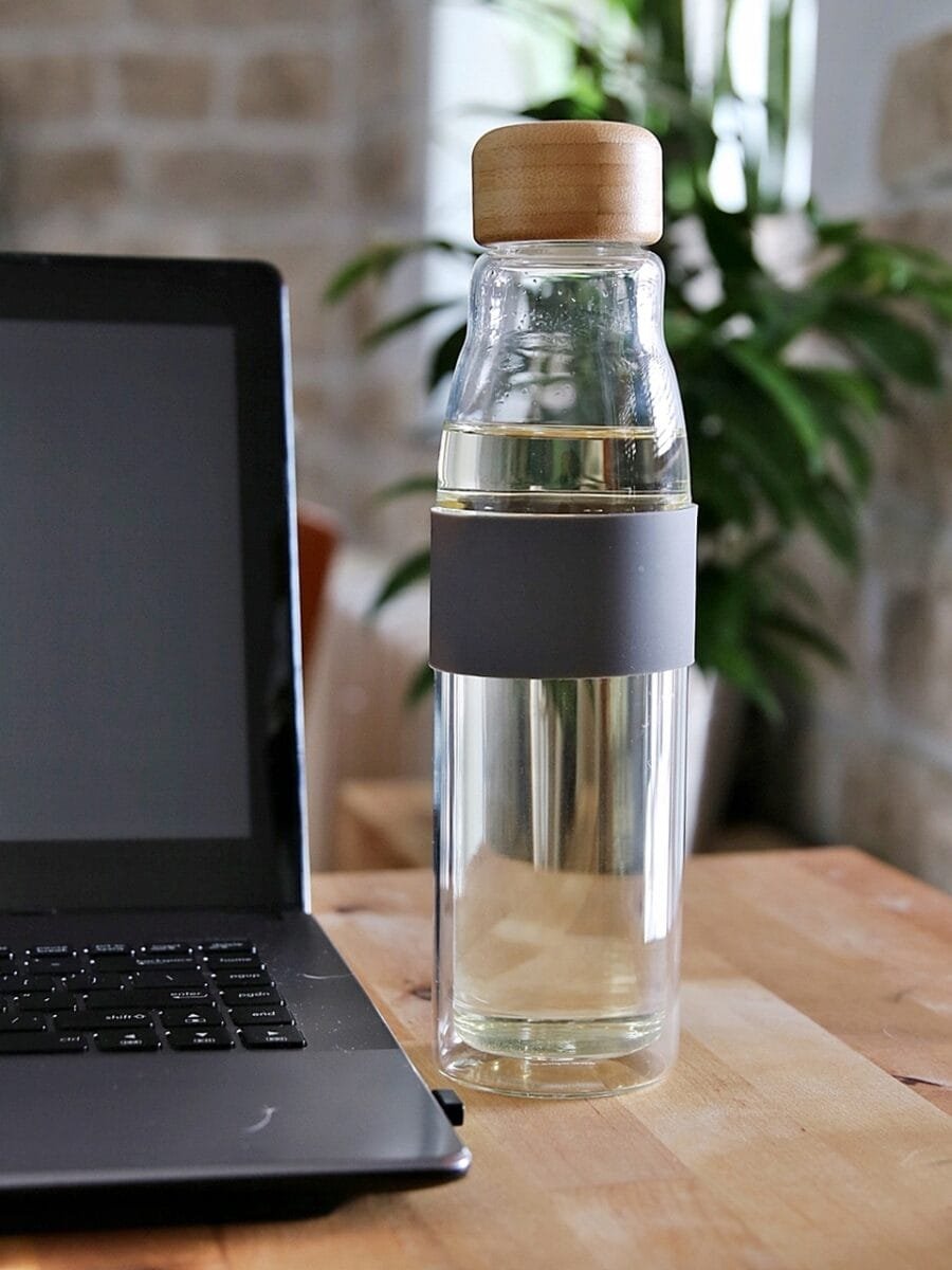BUTELKA TERMICZNA SZKLANA KUBEK EKO 450 ml BIDON ZE SZKŁA PODWÓJNEGO