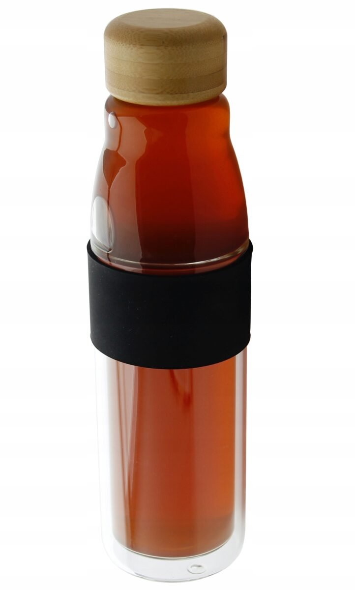 BUTELKA TERMICZNA SZKLANA KUBEK EKO 450 ml BIDON ZE SZKŁA PODWÓJNEGO