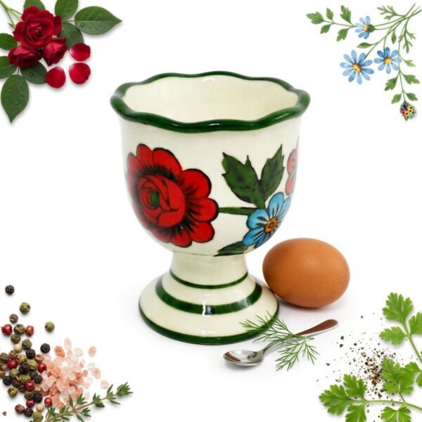 CERAMICZNY KIELISZEK DO JAJKA PODSTAWKA DO JAJ W KWIATY 7 CM HALINKA