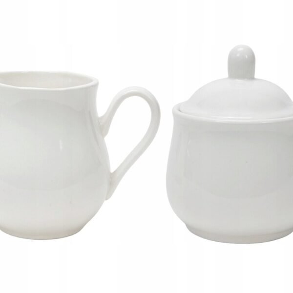 CUKIERNICA I DZBANEK DO MLEKA ŚMIETANKI 280 ml ZESTAW Z BIAŁEJ PORCELANY