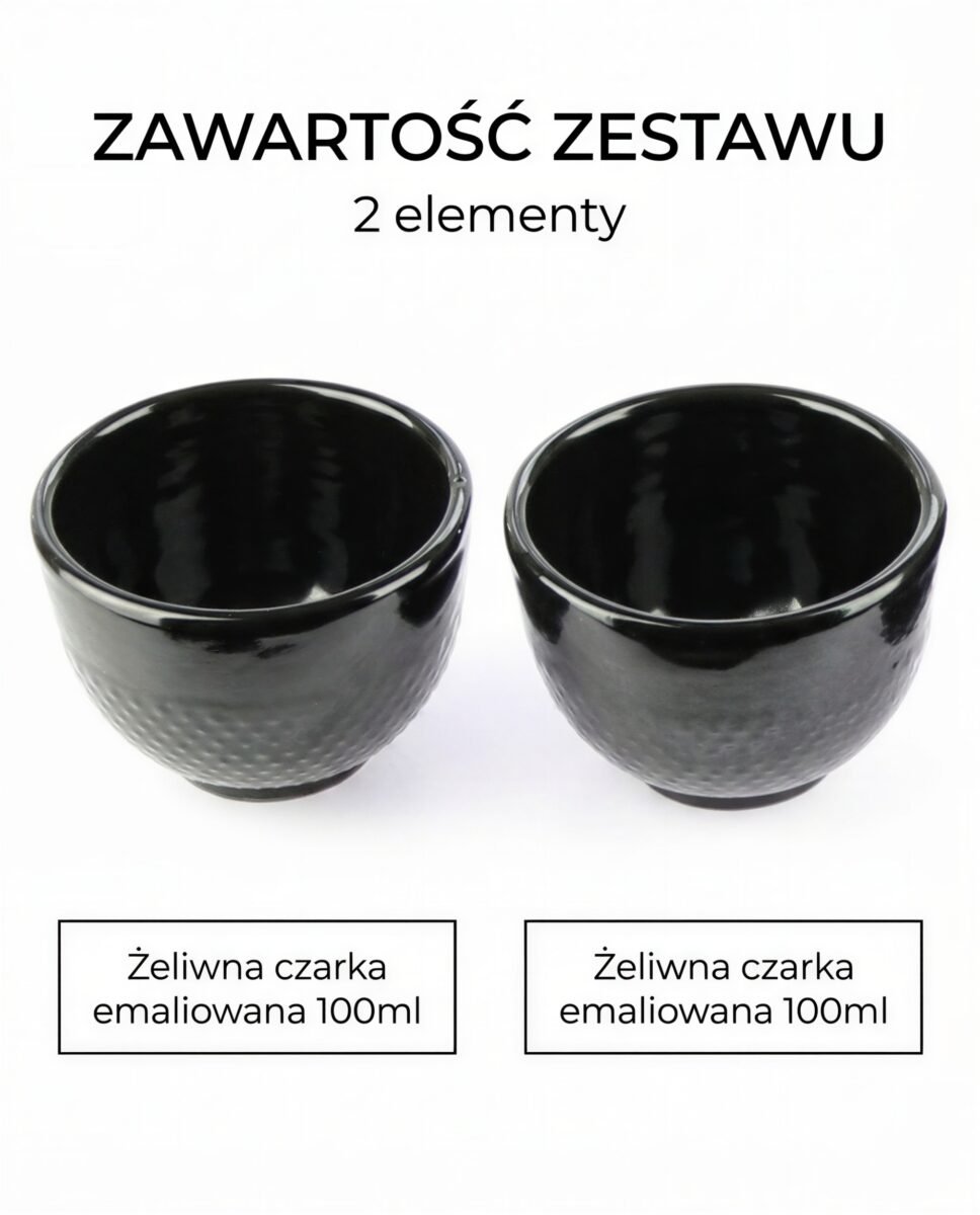CZARKI ŻELIWNE DO HERBATY EMALIOWANE NA ZEWNATRZ I WŚRODKU ZESTAW 2 SZT, zdjęcie 11