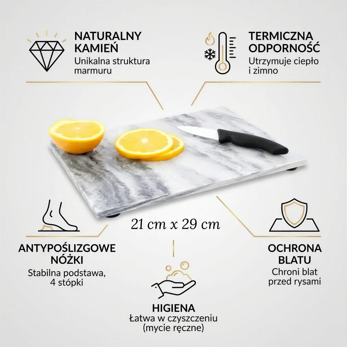 DESKA MARMUROWA KAMIENNA DO SERWOWANIA PODAWANIA DAŃ 21×29 CM NATURALNA, zdjęcie 8