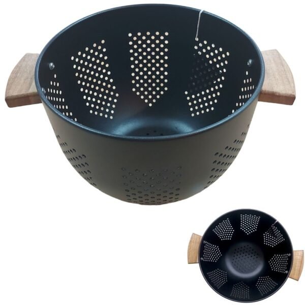 DURSZLAK CEDZAK CZARNY SITKO STALOWE 22 CM DO MAKARONU OWOCÓW WARZYW