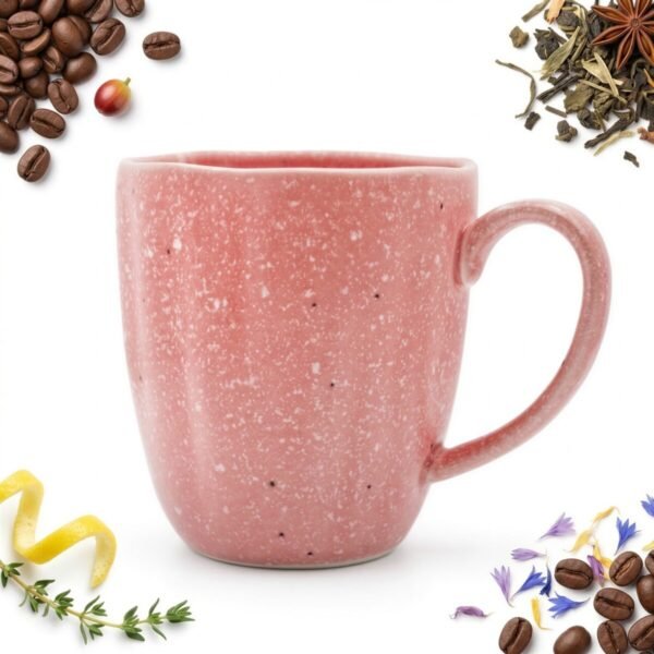 DUŻY KUBEK CERAMICZNY DO KAWY I HERBATY PASTELOWY RÓŻOWY 360 ML