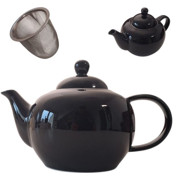 DZBANEK ZAPARZACZ SITKO STALOWE DO HERBATY I ZIÓŁ CZARNY 1L CERAMICZNY