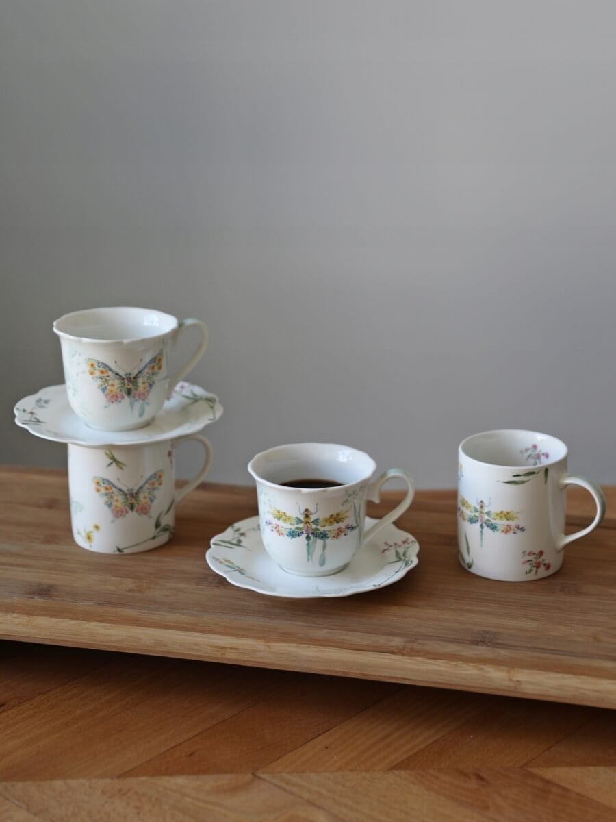 KUBKI KUBEK CERAMICZNY 300 ml wzór Motyla i Ważki PAPILLON ZESTAW 2 SZTUK, zdjęcie 4