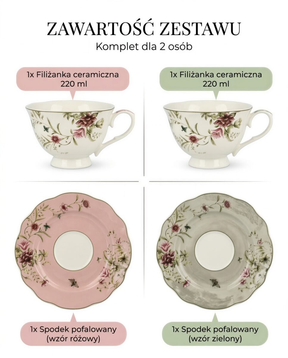 FILIŻANEK DO KAWY I HERBATY ZE SPODKIEM 220 ML CERAMIKA ZESTAW 2 sztuk, zdjęcie 11