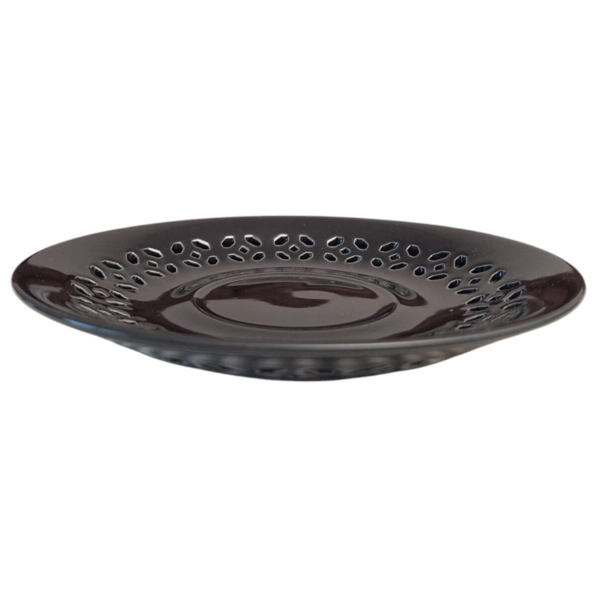FILIŻANKA CERAMICZNA CZARNA 260ml ZE SPODKIEM AŻUROWYM DO KAWY HERBATY