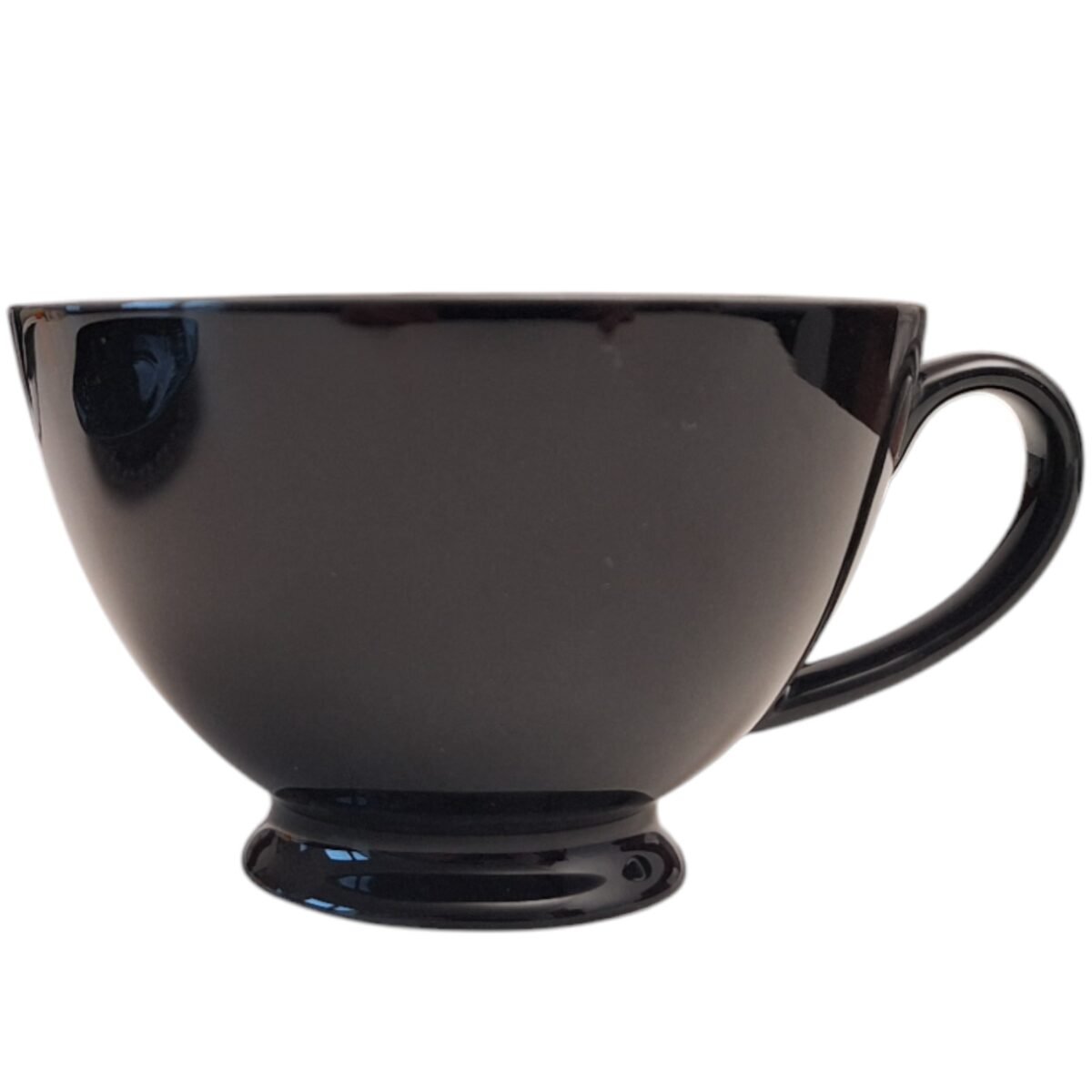 FILIŻANKA CERAMICZNA CZARNA 260ml ZE SPODKIEM AŻUROWYM DO KAWY HERBATY