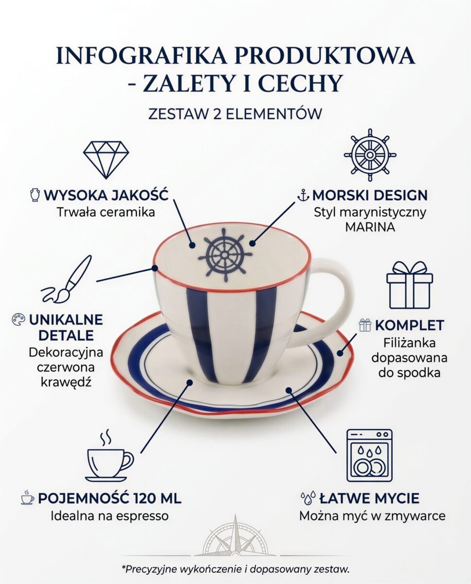 FILIŻANKA ZE SPODKIEM DO KAWY ESPRESSO CERAMICZNA 120ml ZESTAW KAWOWY DLA 1, zdjęcie 7