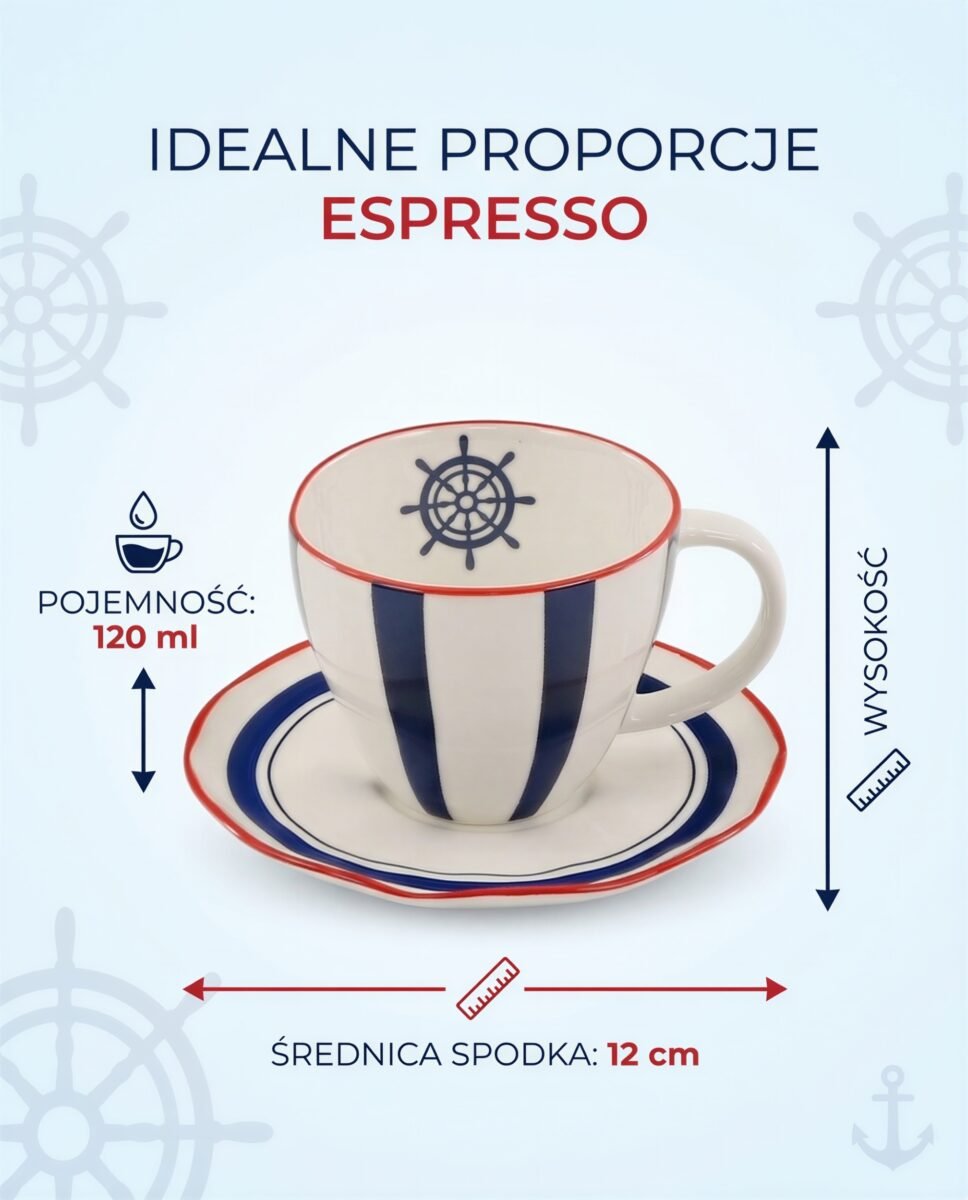 FILIŻANKA ZE SPODKIEM DO KAWY ESPRESSO CERAMICZNA 120ml ZESTAW KAWOWY DLA 1, zdjęcie 9