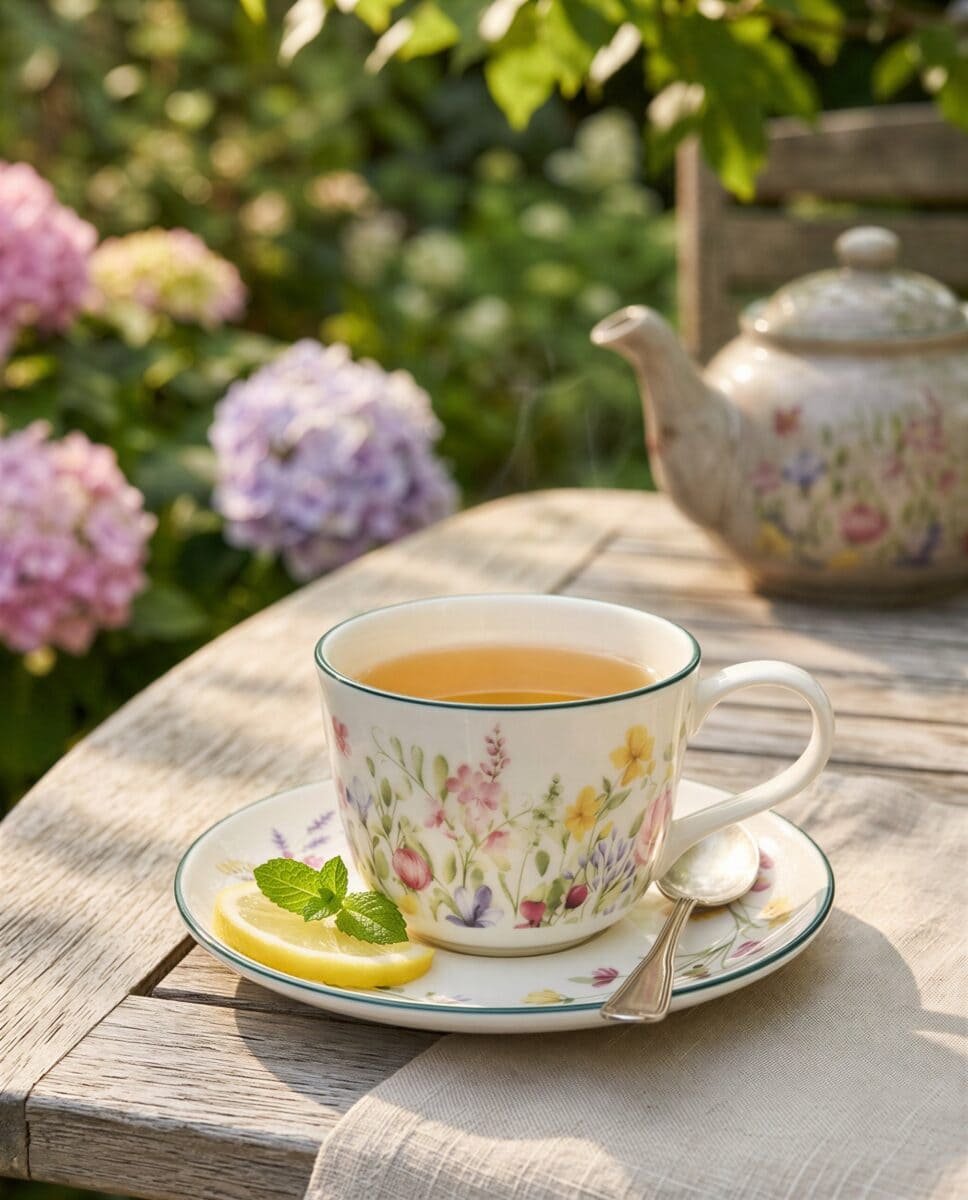 FILIŻANKA ZE SPODKIEM DO KAWY HERBATY CERAMICZNA BIAŁA 250 ML KWIATY ŁĄKA, zdjęcie 8