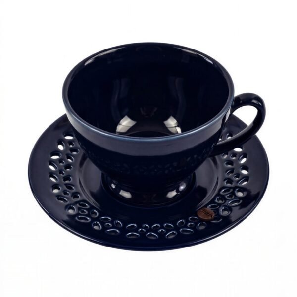 FILIŻANKA ZE SPODKIEM DO KAWY HERBATY CERAMICZNA RÓŻOWA 260ml ZESTAW KAWOWY