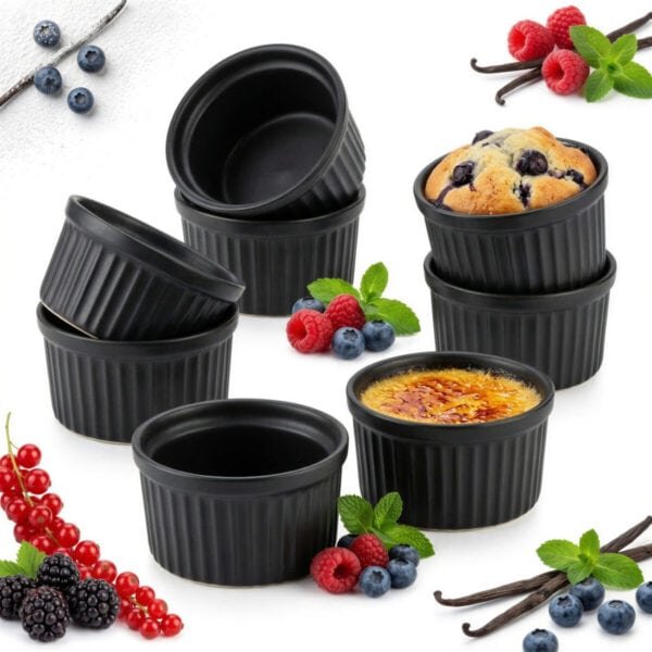 FOREMKI DO MUFFINKÓW BABECZEK PORCELANOWE CZARNE DO PIECZENIA ZESTAW 6sztuk