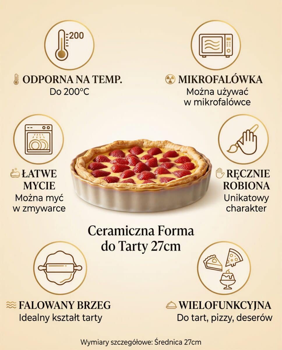 FORMA DO PIECZENIA TARTY CIASTA MAZURKA CERAMICZNA Ø26 CM ŻAROODPORNA, zdjęcie 8