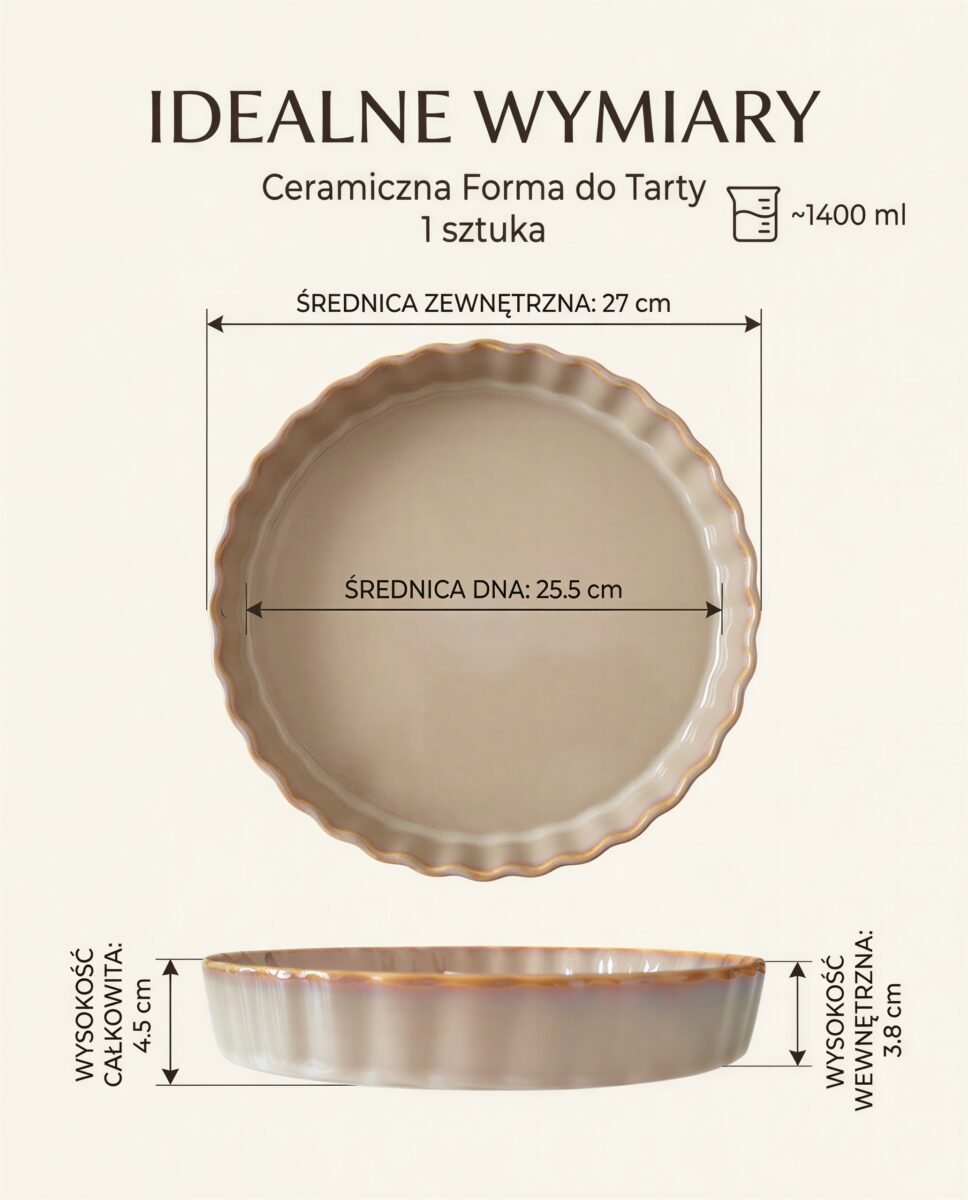 FORMA DO PIECZENIA TARTY CIASTA MAZURKA CERAMICZNA Ø26 CM ŻAROODPORNA, zdjęcie 10