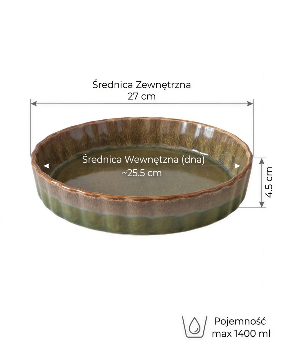 FORMA DO PIECZENIA TARTY CIASTA MAZURKA CERAMICZNA Ø26 CM ŻAROODPORNA, zdjęcie 11