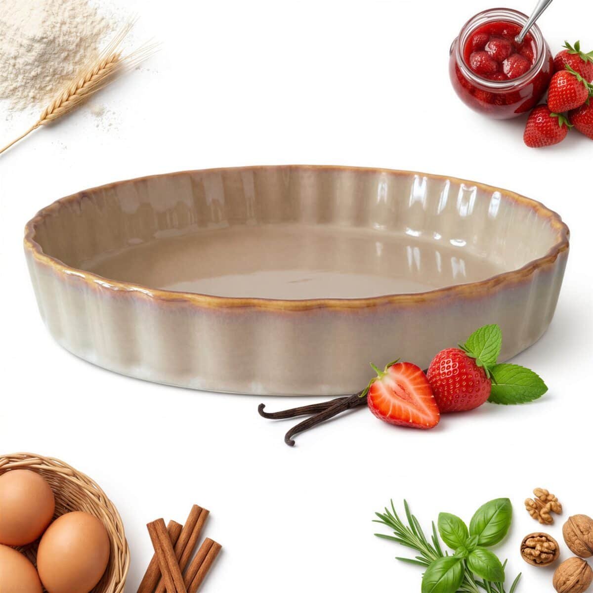 FORMA DO PIECZENIA TARTY CIASTA MAZURKA CERAMICZNA Ø26 CM ŻAROODPORNA, zdjęcie 1