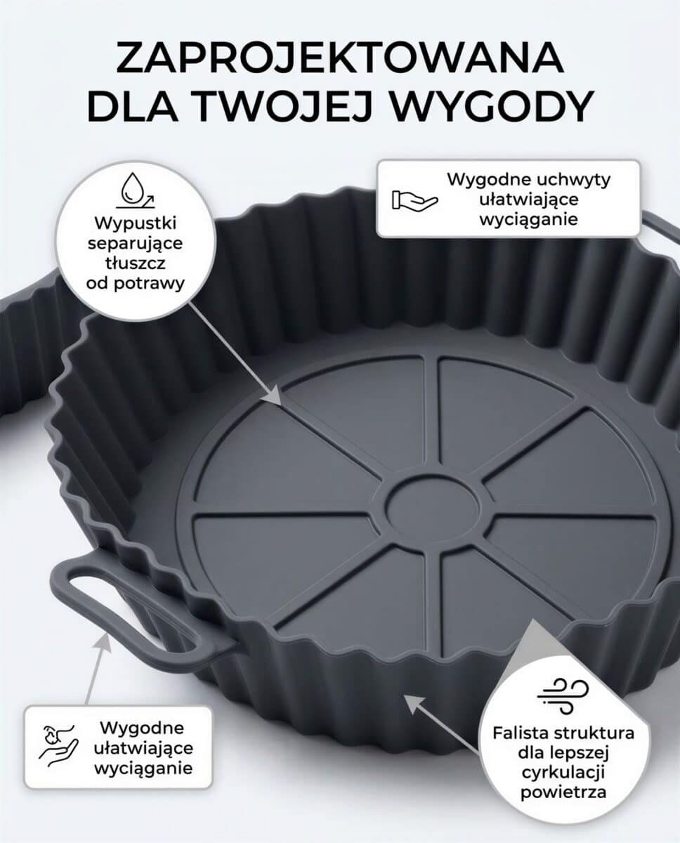 FORMA SILIKONOWA DO AIR FRYER WKŁAD FRYTKOWNICY BEZTŁUSZCZOWEJ 22 CM, zdjęcie 12