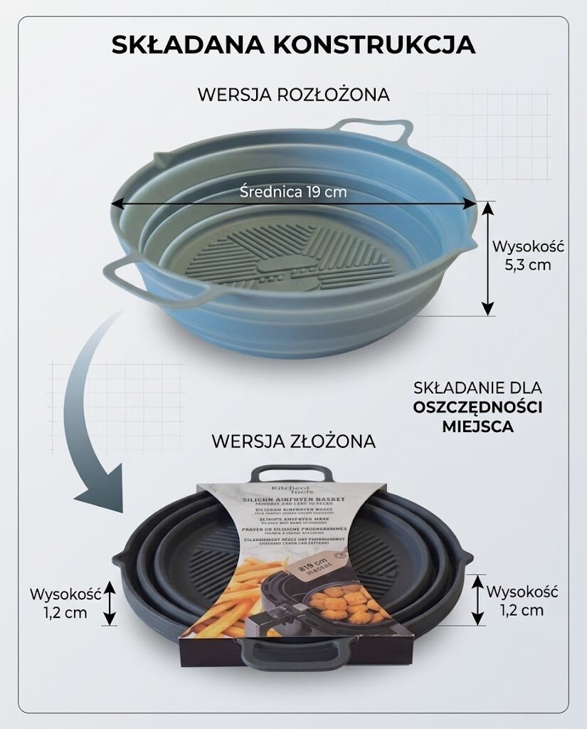 FORMA SILIKONOWA DO AIR FRYER WKŁAD FRYTKOWNICY BEZTŁUSZCZOWEJ 19CM, zdjęcie 7