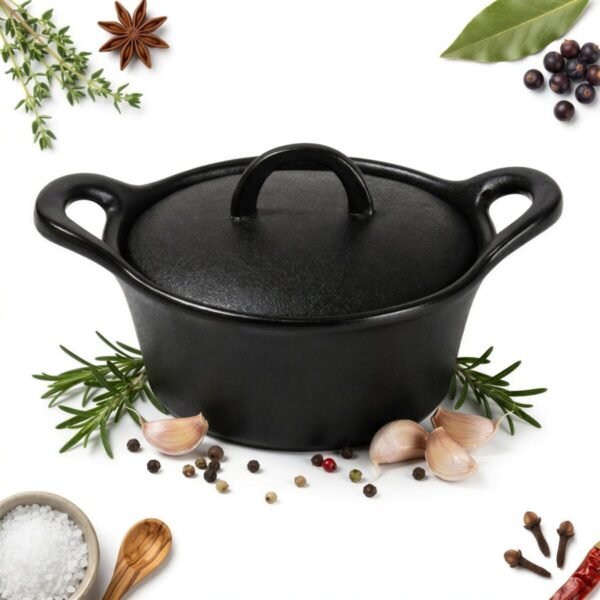 GARNEK CERAMICZNY NACZYNIE ŻAROODPORNE Z POKRYWKĄ DO PIECZENIA 750ml CZARNE