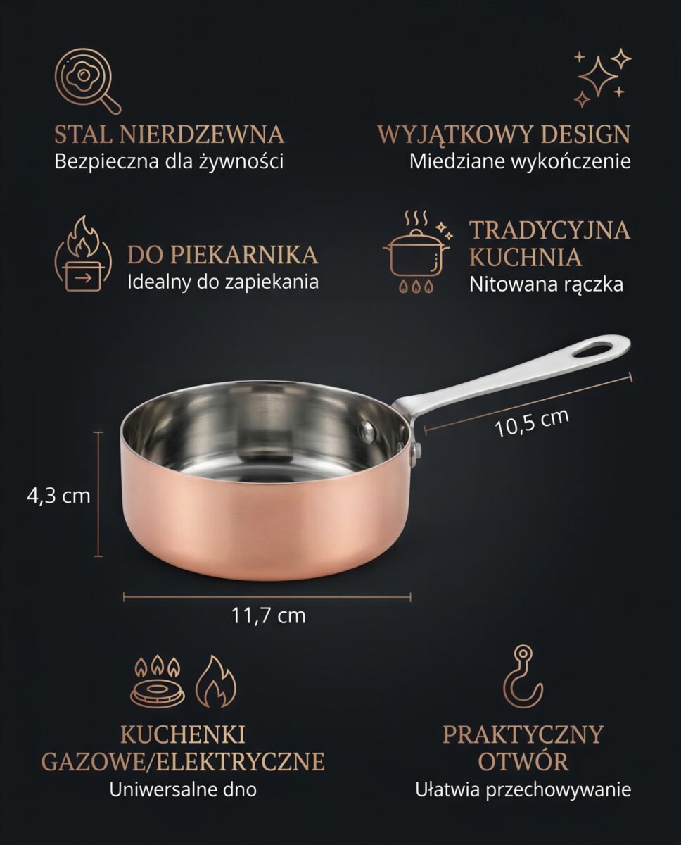 GARNUSZEK MAŁY GARNEK NACZYNIE DO ZAPIEKANIA STALOWY 0,4L DO GOTOWANIA, zdjęcie 11