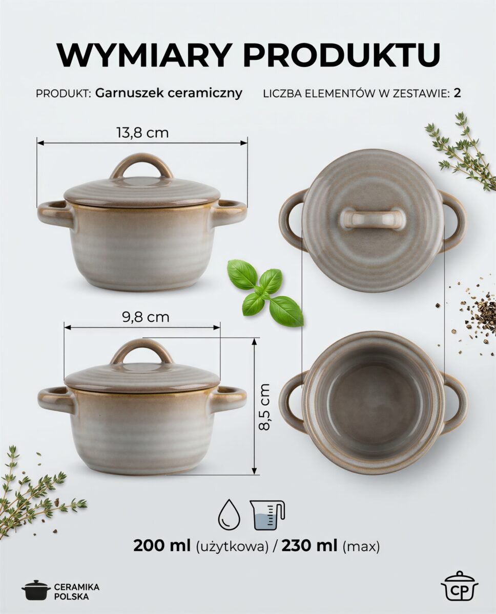 GARNUSZEK MISECZKA 200ml FOREMKA DO ZAPIEKANIA PIECZENIA POJEMNIK DO SMALCU, zdjęcie 6