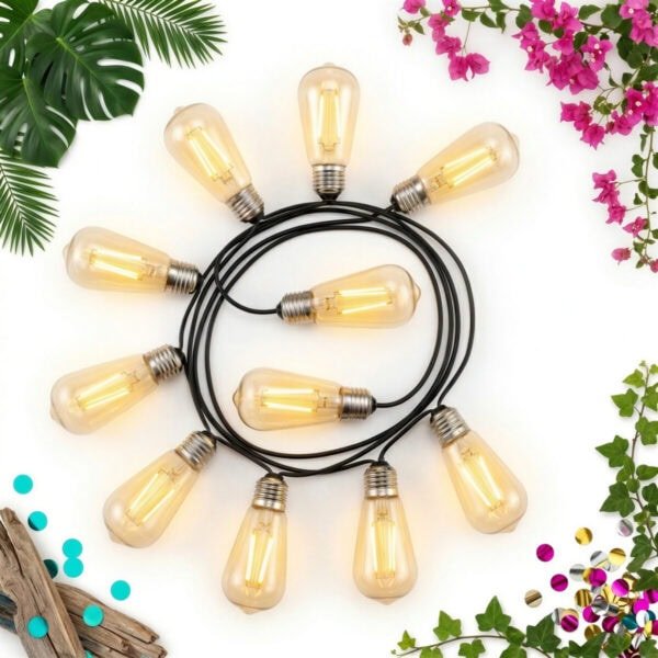 GIRLANDA ŻARÓWKI LED LAMPKI 5 M 10 SZT. BIAŁE DO DEKORACJI WNĘTRZ 230V