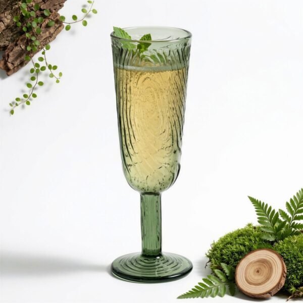KIELISZEK DO SZAMPANA WODY WINA 150 ML ZIELONE SZKŁO DO ZMYWARKI Ø6 CM 19cm