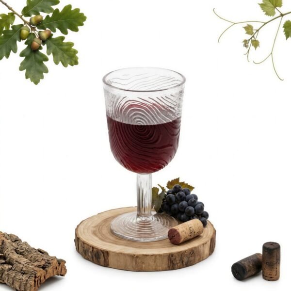 KIELISZEK DO WINA WODY SOKU SZKLANY PRZEZROCZYSTY FAKTURA DREWNA 250 ML