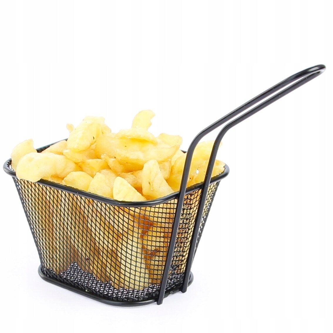 KOSZYCZEK DO SERWOWANIA FRYTEK PRZEKĄSEK MINI STALOWY KOSZYCZEK CZARNY, zdjęcie 4