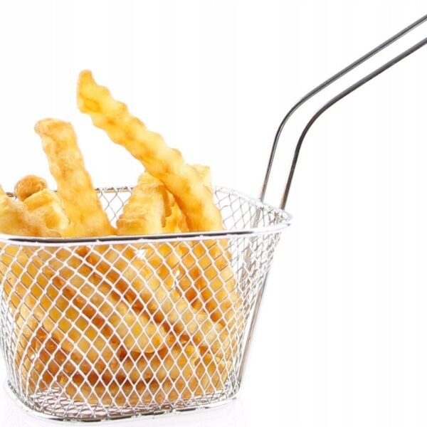 KOSZYK MINI KOSZYCZEK DO DO SERWOWANIA PRZEKĄSEK MIEŚCI 100G FRYTEK STALOWY