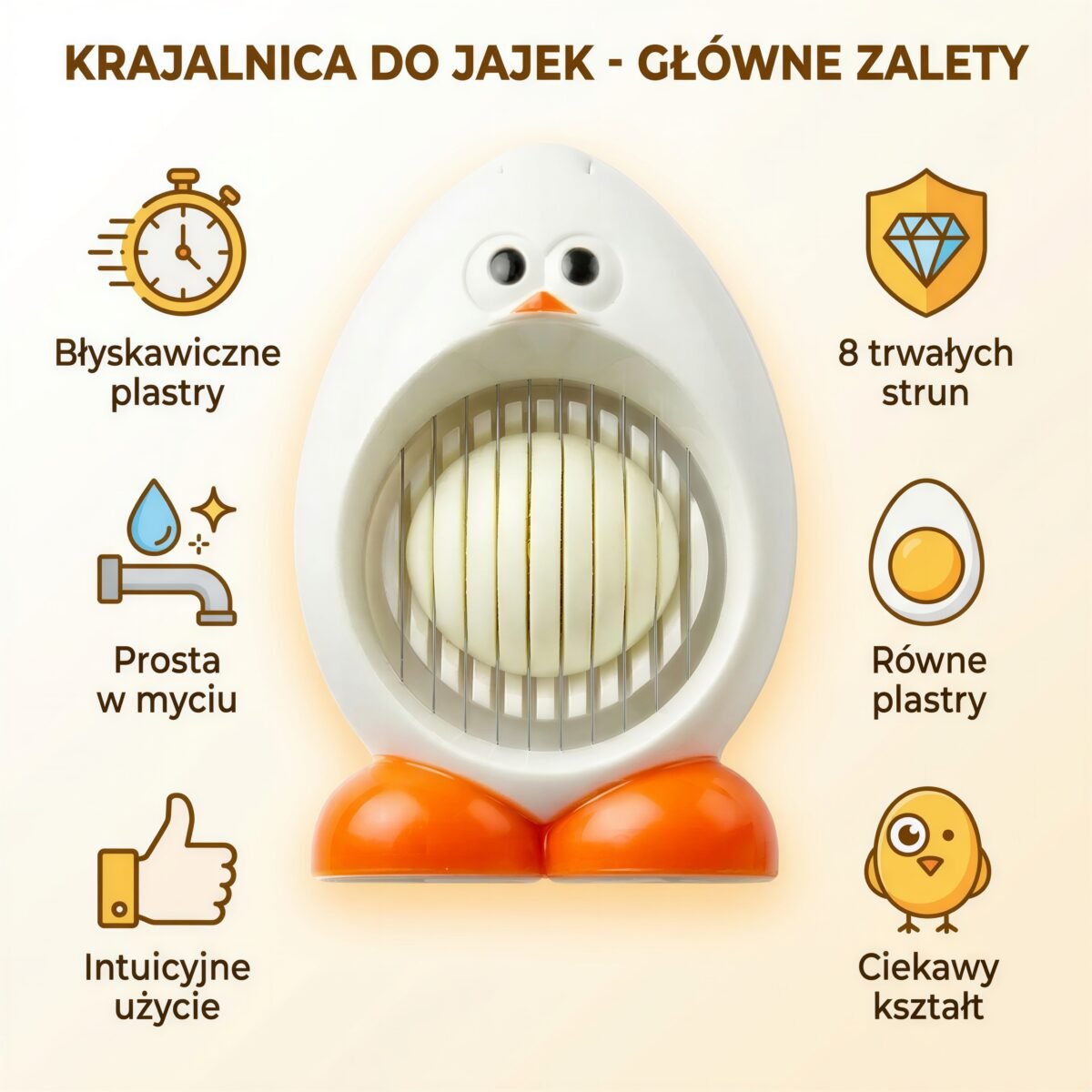 KRAJALNICA DO JAJEK STRUNOWA SZATKOWNICA DO KROJENIA JAJ 10×6×3,5 CM, zdjęcie 8
