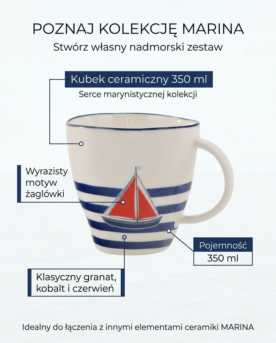 KUBEK CERAMICZNY DO KAWY HERBATY GORĄCEJ CZEKOLADY OZDOBNY 350 ML MARINA, zdjęcie 11