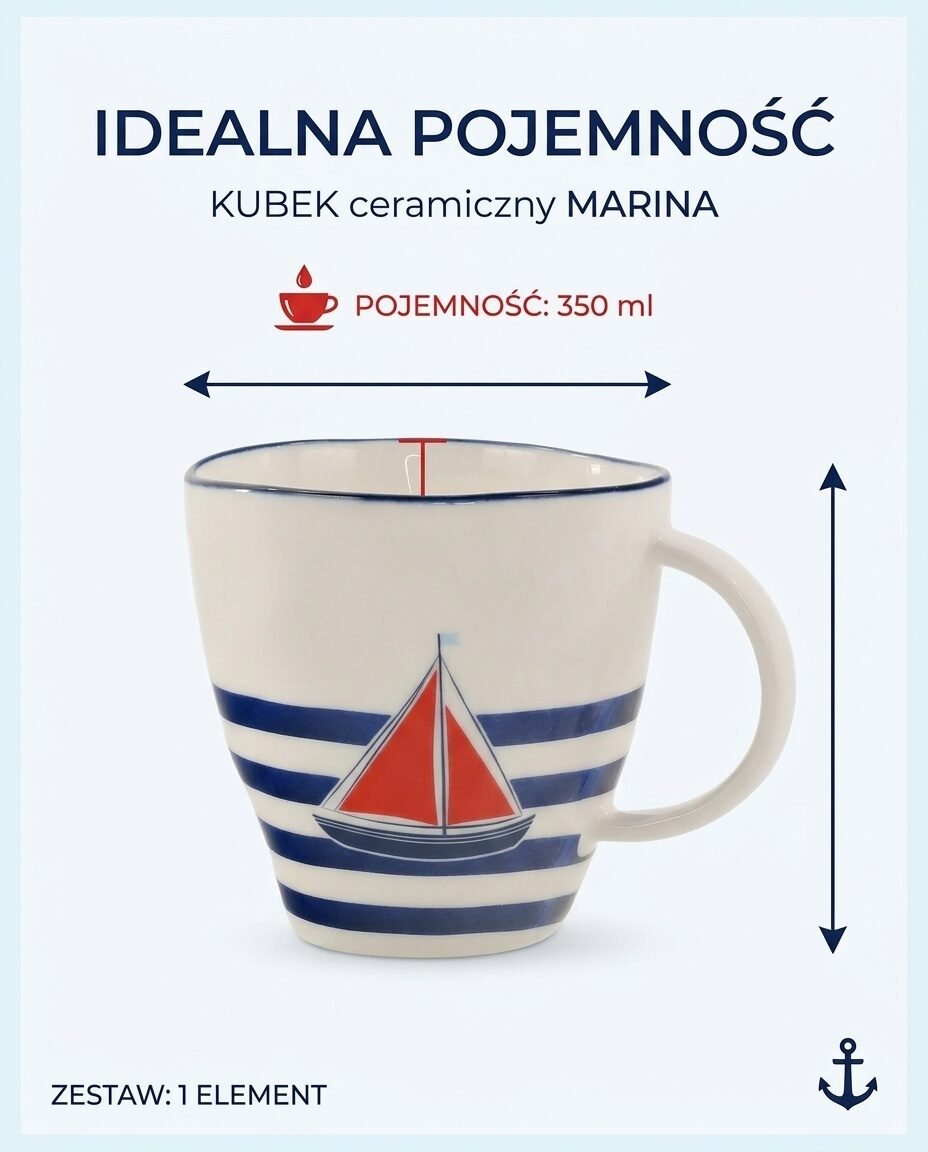 KUBEK CERAMICZNY DO KAWY HERBATY GORĄCEJ CZEKOLADY OZDOBNY 350 ML MARINA, zdjęcie 9