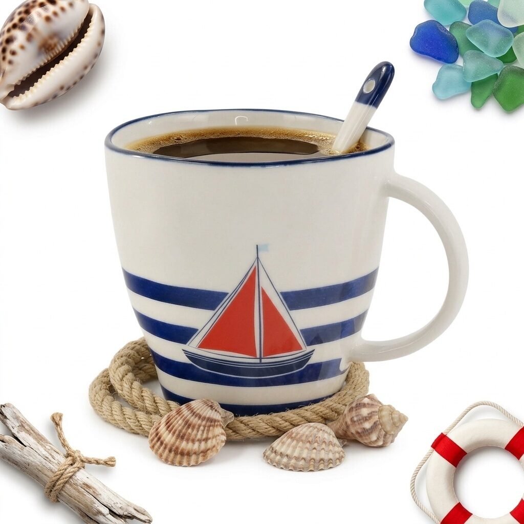 KUBEK CERAMICZNY DO KAWY HERBATY GORĄCEJ CZEKOLADY OZDOBNY 350 ML MARINA
