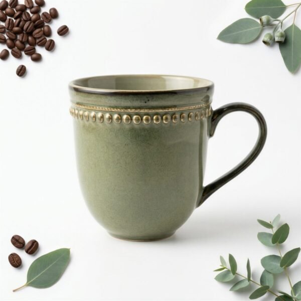 KUBEK CERAMICZNY DO KAWY I HERBATY DUŻY 360 ML ZIELONY ZMYWARKA