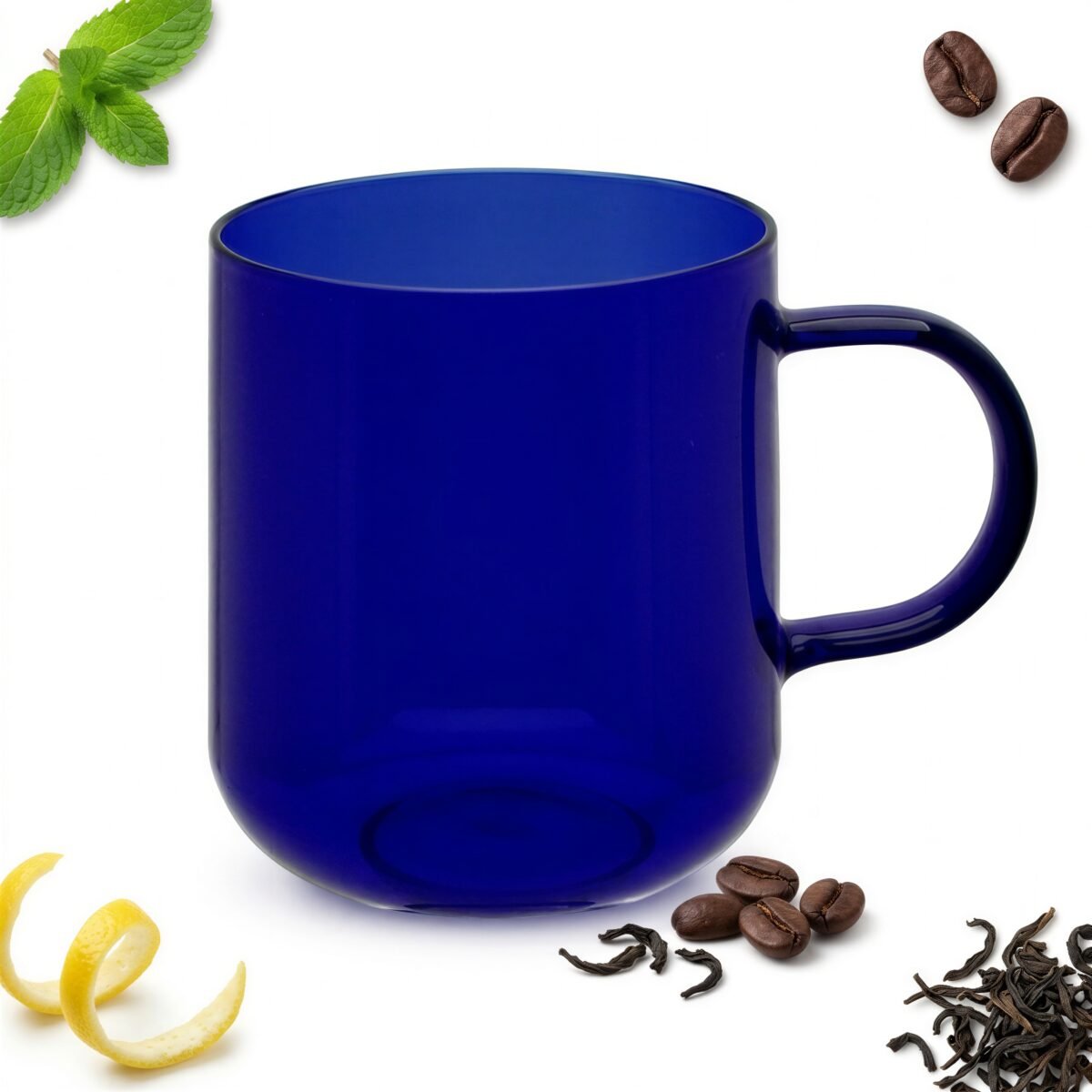 KUBEK SZKLANKA DO KAWY HERBATY WODY CZEKOLADY 310 ML GRANATOWA ZMYWARKA, zdjęcie 1