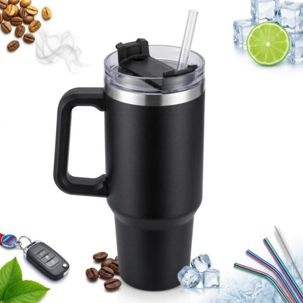 KUBEK TERMICZNY DO GORĄCEJ KAWY I HERBATY ZIMNEJ WODY 900 ML SAMOCHODOWY