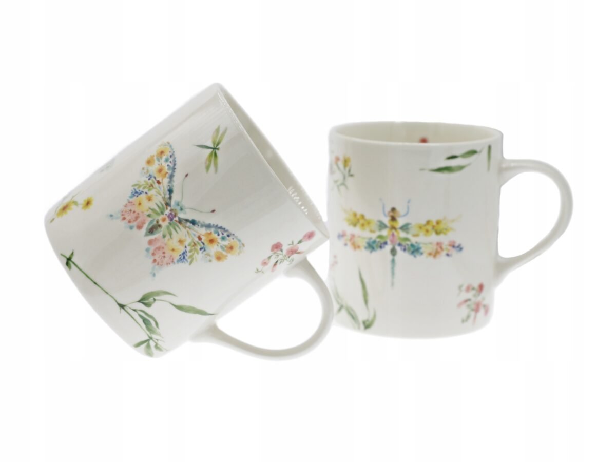 KUBKI KUBEK CERAMICZNY 300 ml wzór Motyla i Ważki PAPILLON ZESTAW 2 SZTUK, zdjęcie 2