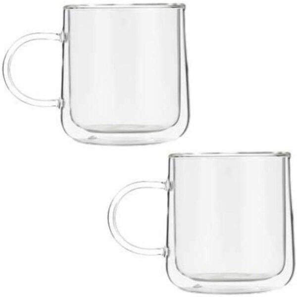 KUBKI SZKLANKI TERMICZNE 250 ml 2 sztuki SZKLANE PODWÓJNE ŚCIANKI