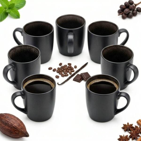 KUBKI ZESTAW 6 KUBKÓW CERAMICZNYCH DO KAWY HERBATY CZEKOLADY 300ml ZMYWARKA