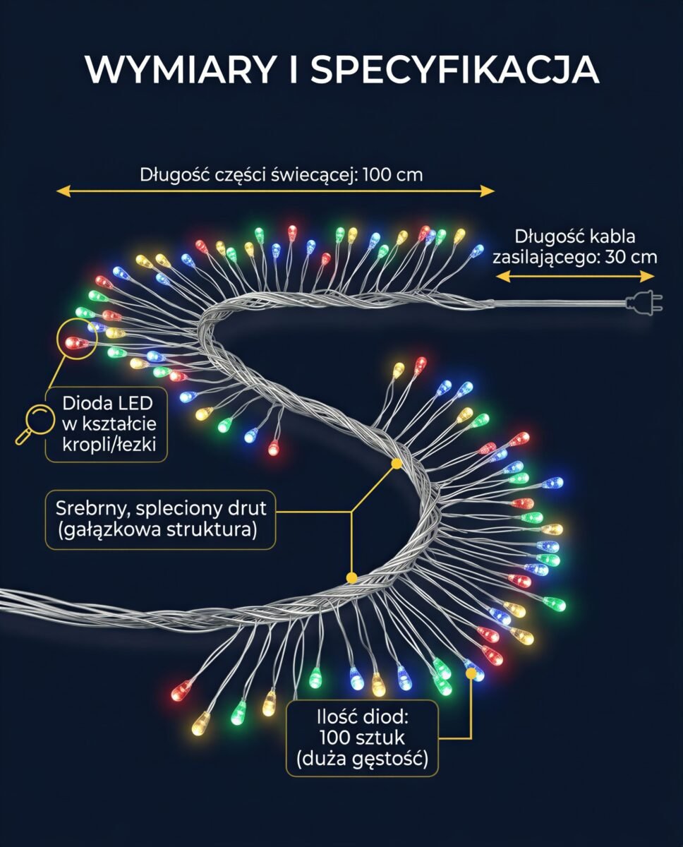 LAMPKI LED DRUCIK GIRLANDA NA BATERIE 100 SZT 1M MULTIKOLOR KOLOROWE, zdjęcie 7