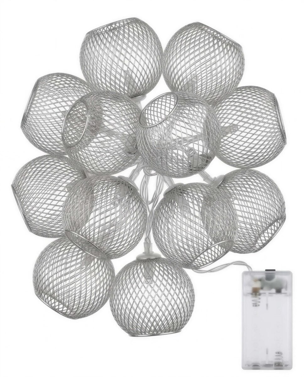 LAMPKI LED GIRLANDA ŚWIETLNA NA BATERIE METALOWE KULE 150 CM DEKORACJA WEW, zdjęcie 14