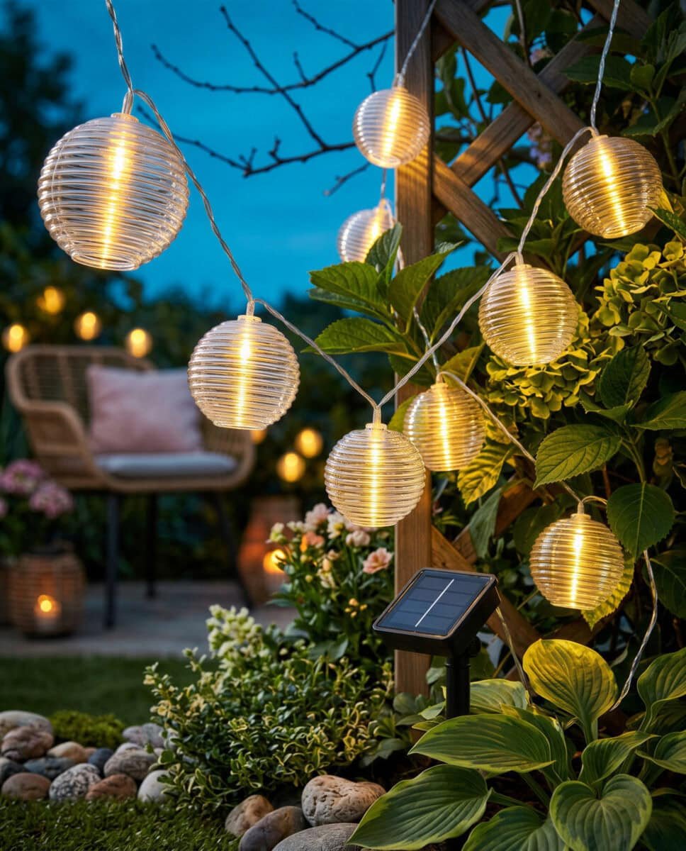 LAMPKI OGRODOWE GIRLANDA SOLARNA NA BALKON TARAS LED 440 CM ZESTAW 10 SZT., zdjęcie 2
