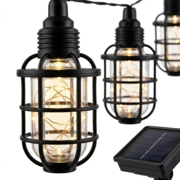 LAMPKI SOLARNE LED OGRODOWE GIRLANDA 10 LAMPIONÓW 1,7 M bez aklumulatorka