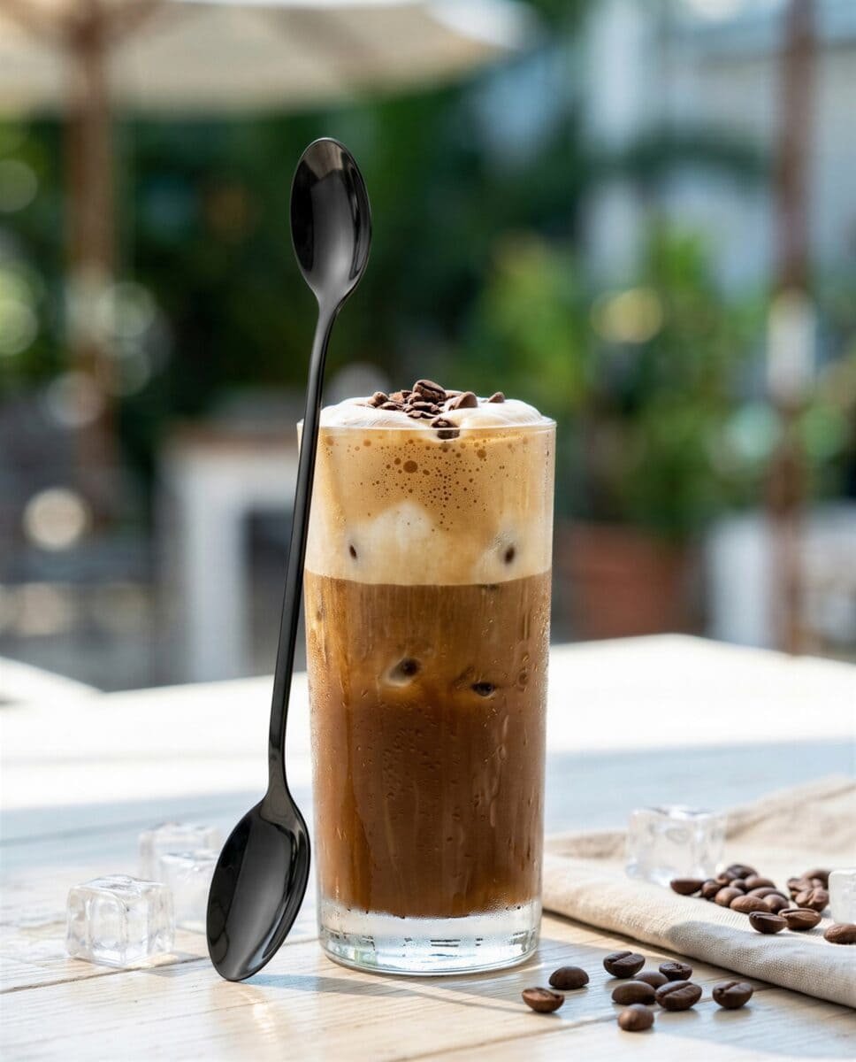 ŁYŻECZKI DŁUGIE 20 CM DO LODÓW LATTE DESERÓW CZARNE STALOWE ZESTAW 6 sztuk, zdjęcie 10