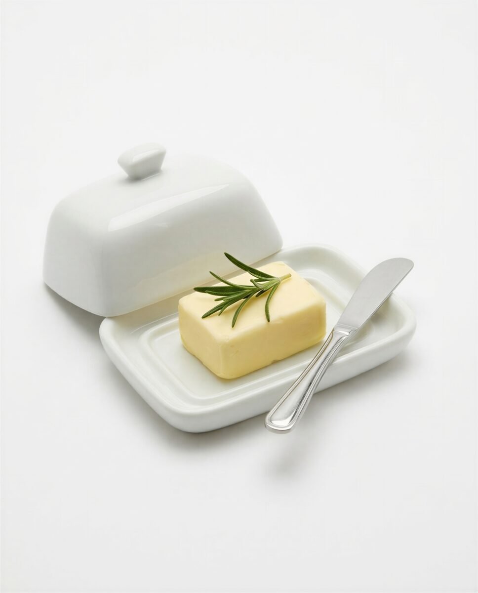 MASELNICZKA MAŁA PORCELANOWA POJEMNIK NA MASŁO MINI 40G BIAŁA, zdjęcie 13