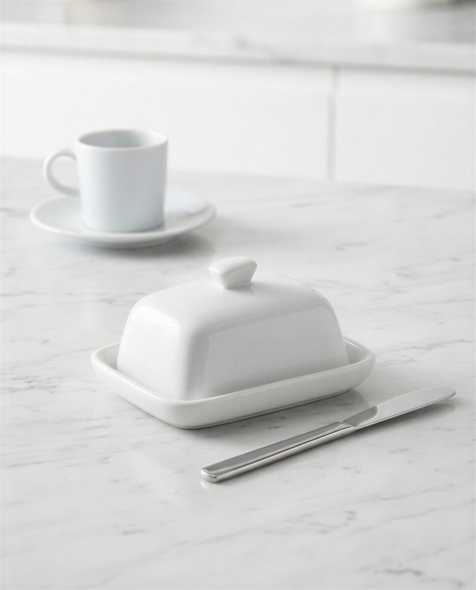 MASELNICZKA MAŁA PORCELANOWA POJEMNIK NA MASŁO MINI 40G BIAŁA, zdjęcie 10